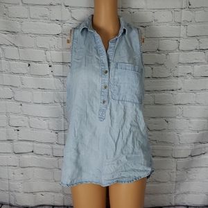 Anthro Cloth & Stone Sleeveless Chambray Button Up